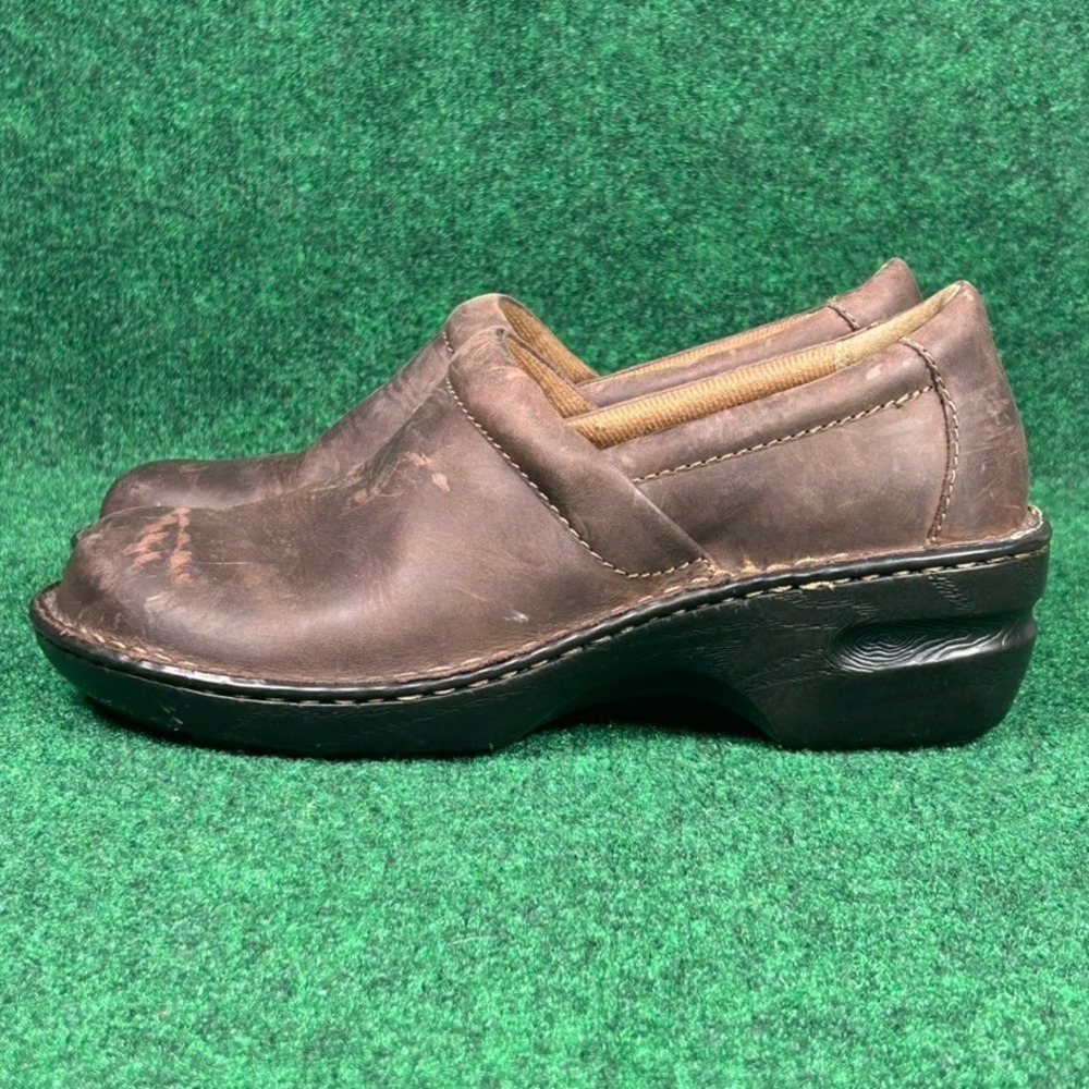B.O.C. Born Concept Brown Leather Clogs Slip On Platform Shoes Womens 11M C45723 - Picture 3 of 9